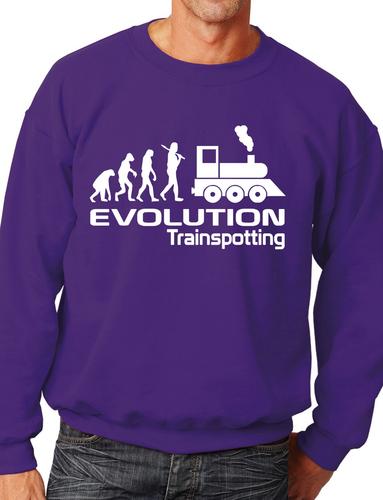 Evolution Of Trainspotting Trains Funny Adult Sweatshirt