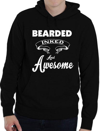 Bearded Inked And Awesome Funny Unisex Hoodie Size