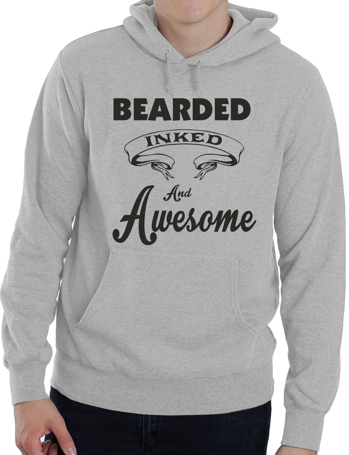 Bearded Inked And Awesome Funny Unisex Hoodie Size
