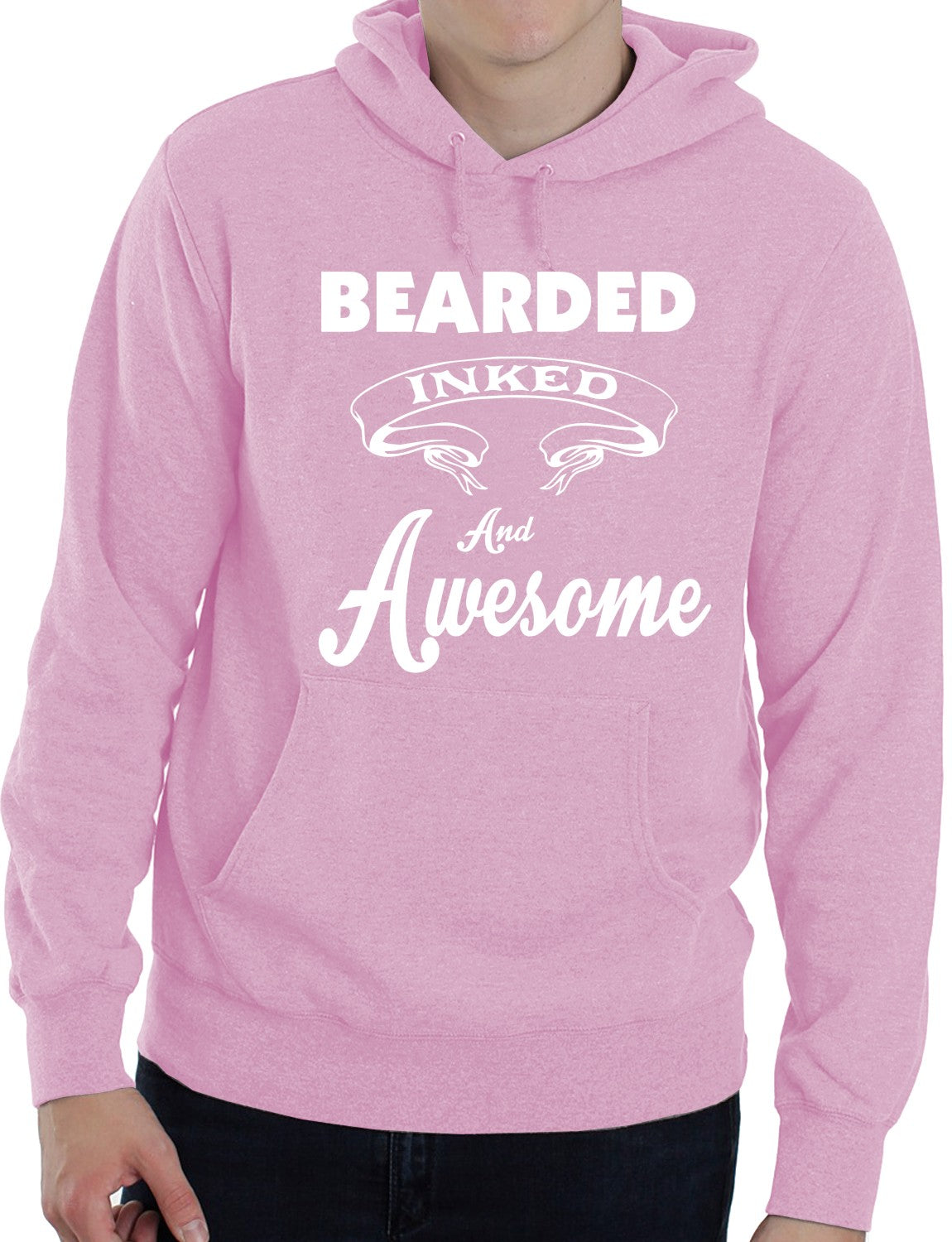 Bearded Inked And Awesome Funny Unisex Hoodie Size