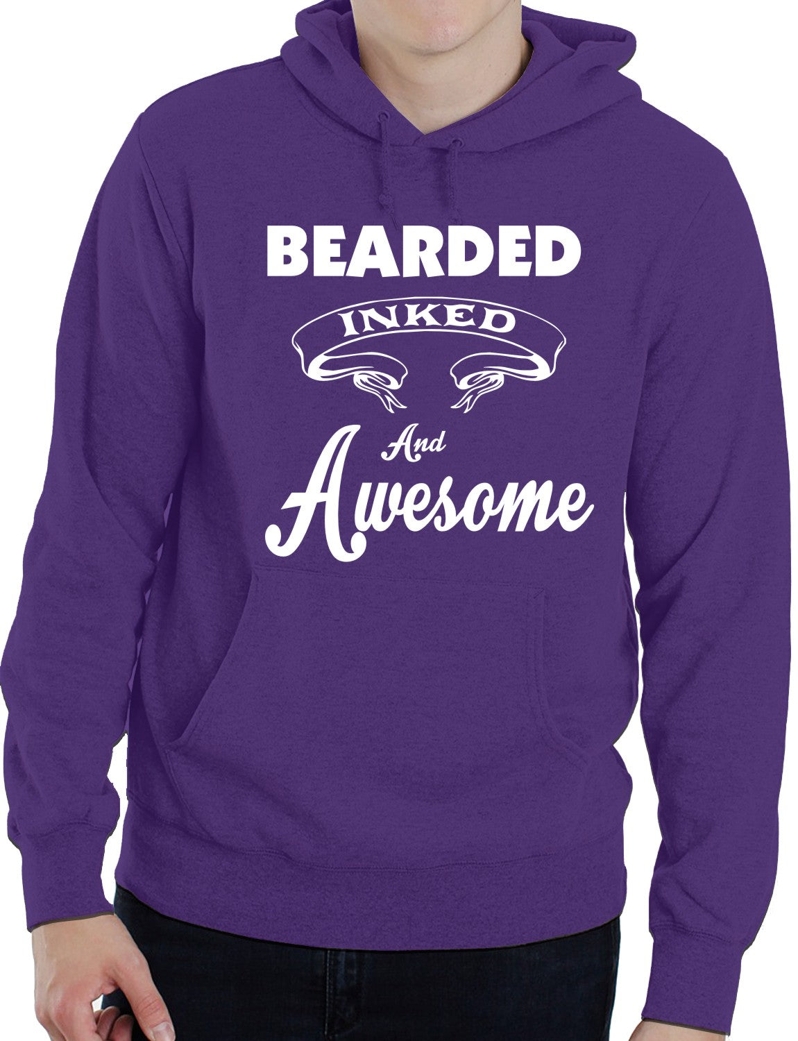 Bearded Inked And Awesome Funny Unisex Hoodie Size