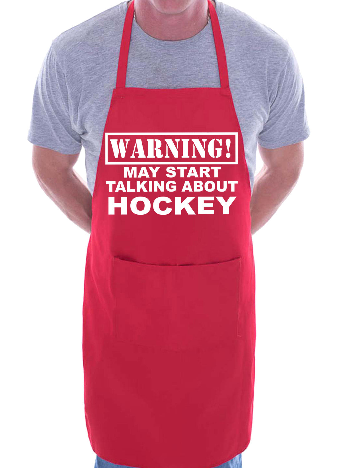 Warning May Talk About Hockey Funny BBQ Novelty Cooking Apron