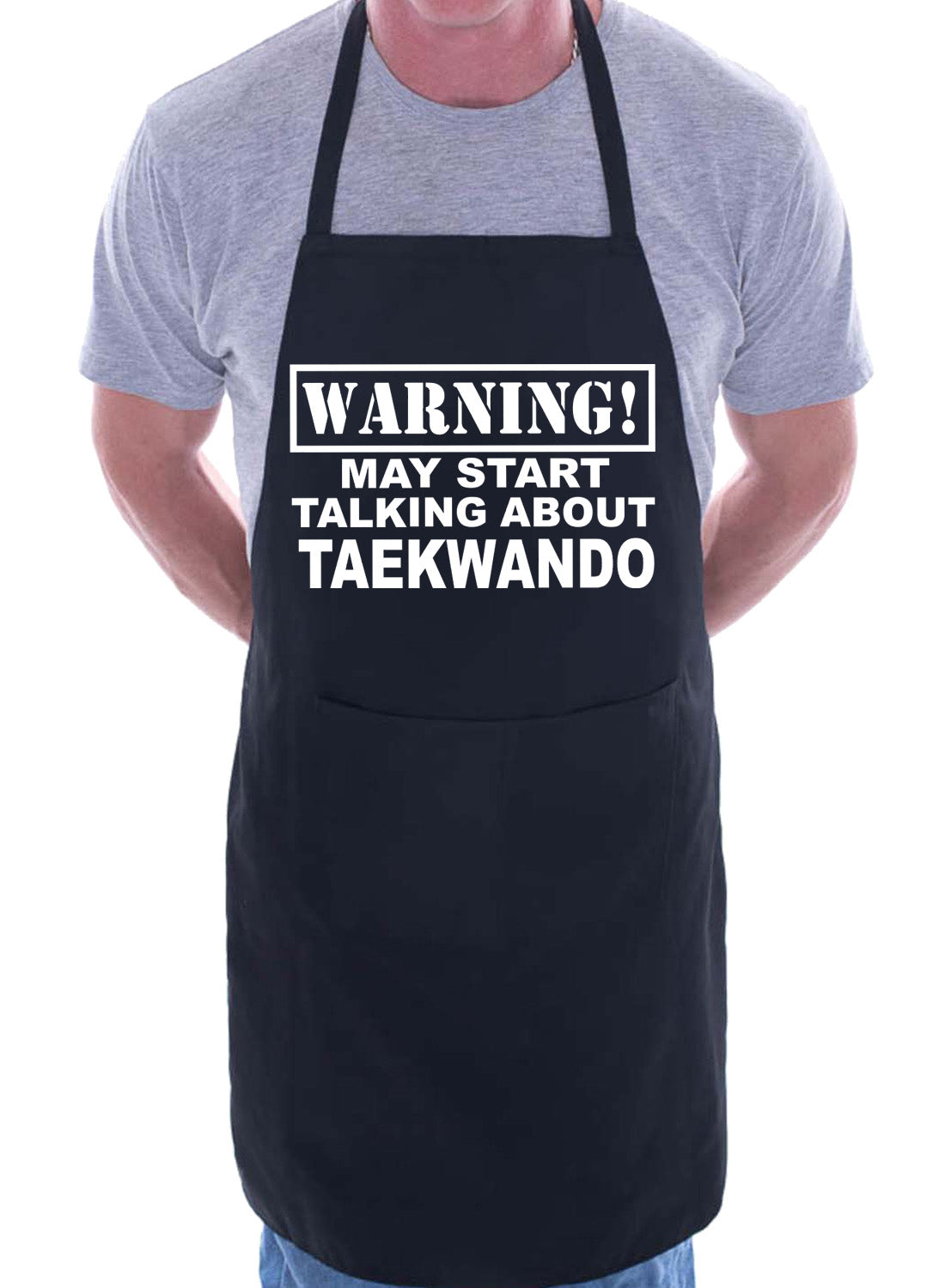 Warning May Talk About Taekwondo Funny BBQ Novelty Cooking Apron