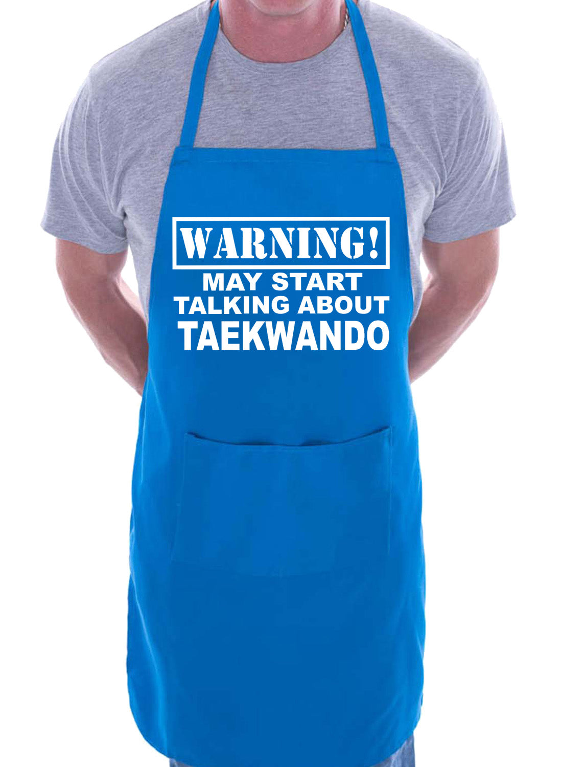 Warning May Talk About Taekwondo Funny BBQ Novelty Cooking Apron