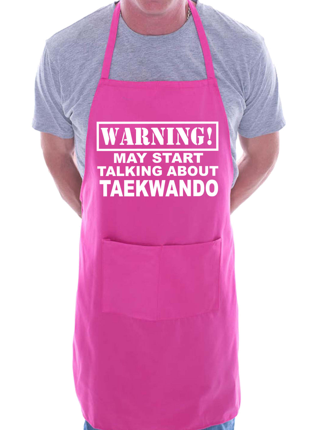 Warning May Talk About Taekwondo Funny BBQ Novelty Cooking Apron