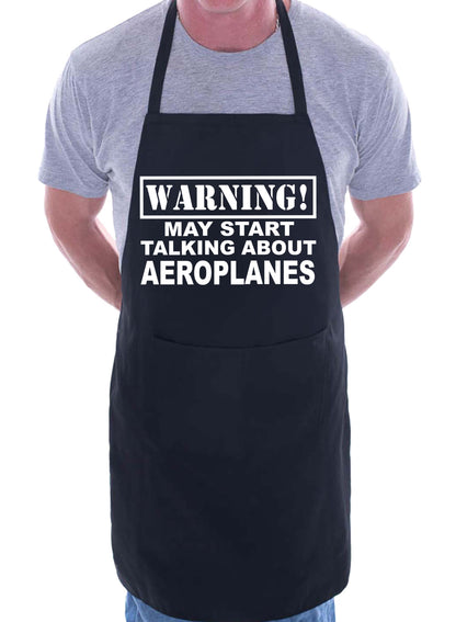 Warning May Talk About Aeroplanes Funny BBQ Novelty Cooking Apron