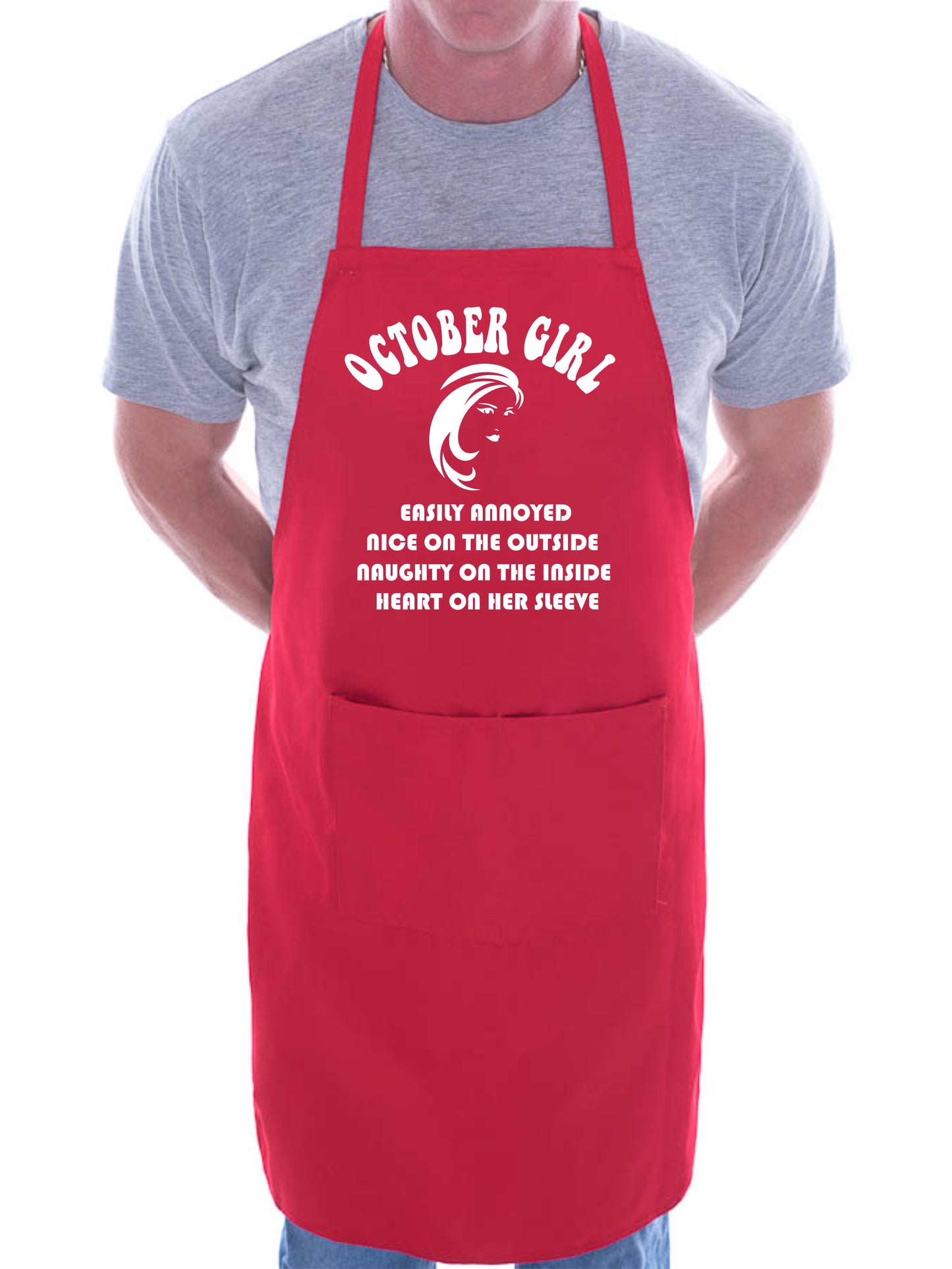 October Birthday Girl Woman Funny Joke BBQ Novelty Cooking Apron