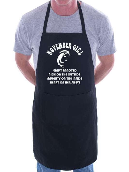 November Birthday Girl Woman Funny Joke BBQ Novelty Cooking Apron