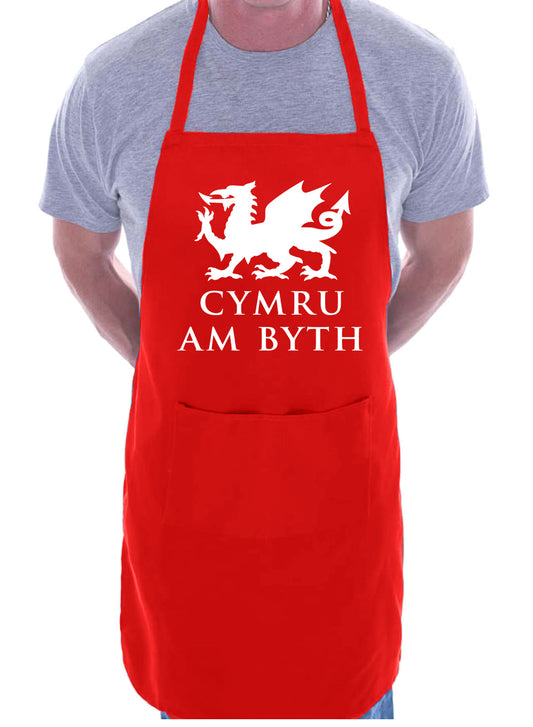 Cymru Am Byth Welsh Dragon Funny BBQ Gift Novelty Cooking BBQ Apron