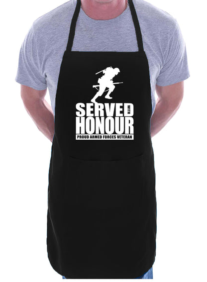 Veteran Served With Honour Army Navy RAF Novelty BBQ Cooking Apron