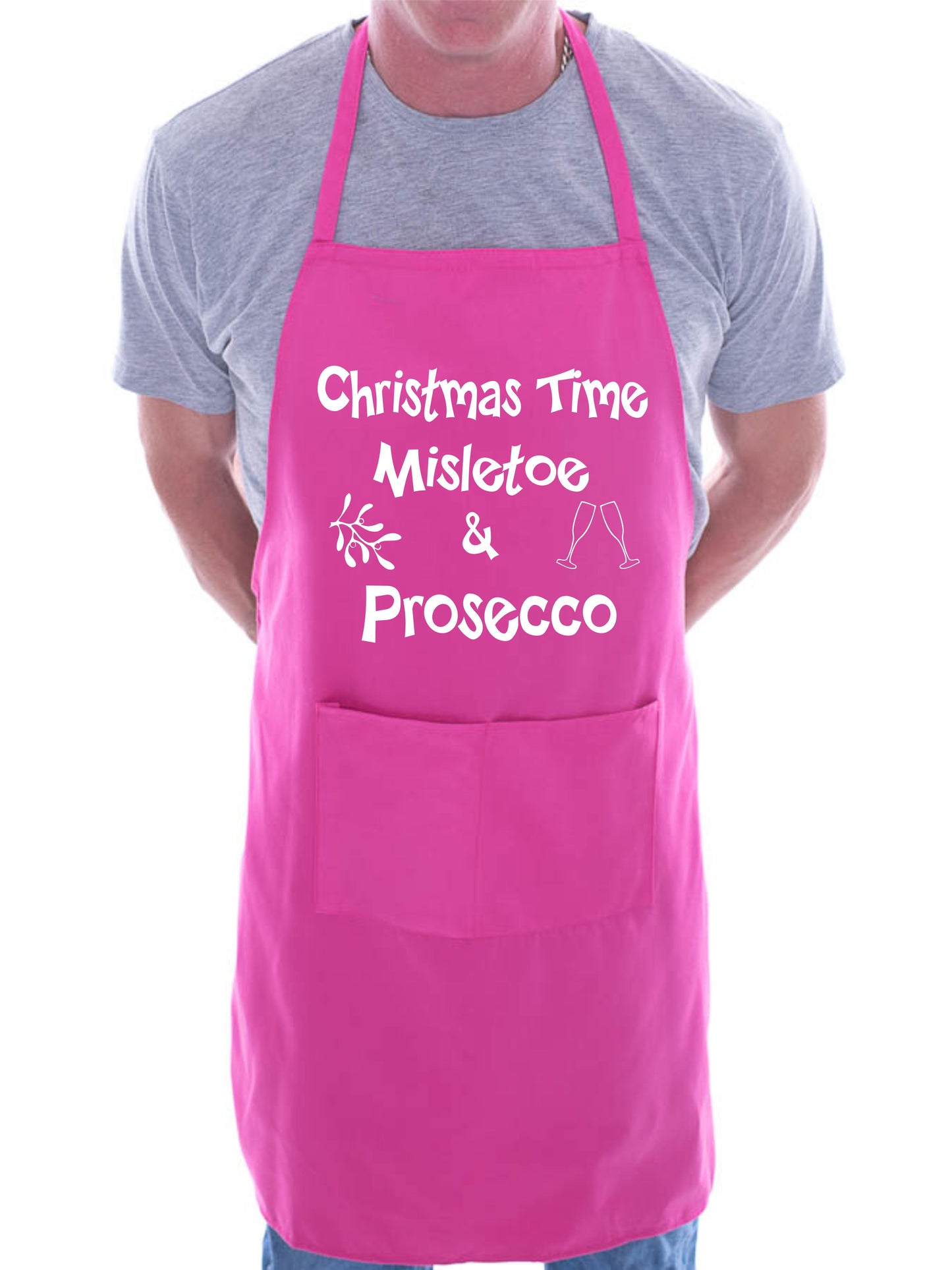 Christmas Time Mistletoe And Wine Funny Chef Cook BBQ Apron