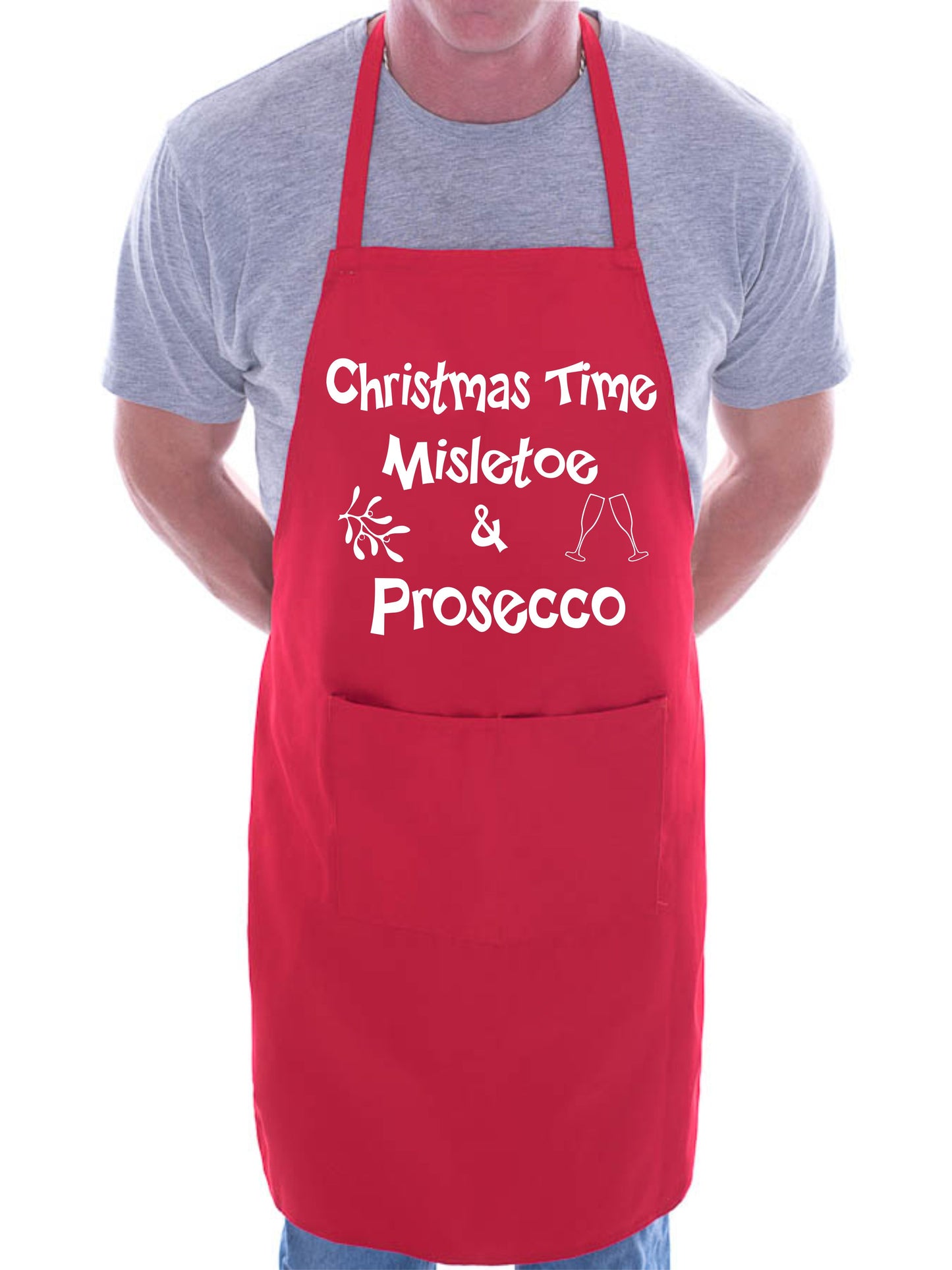 Christmas Time Mistletoe And Wine Funny Chef Cook BBQ Apron