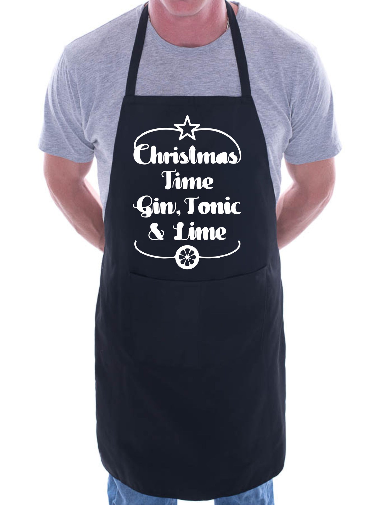 Christmas Time Gin And Lime Xmas Funny Chef Cook BBQ Apron