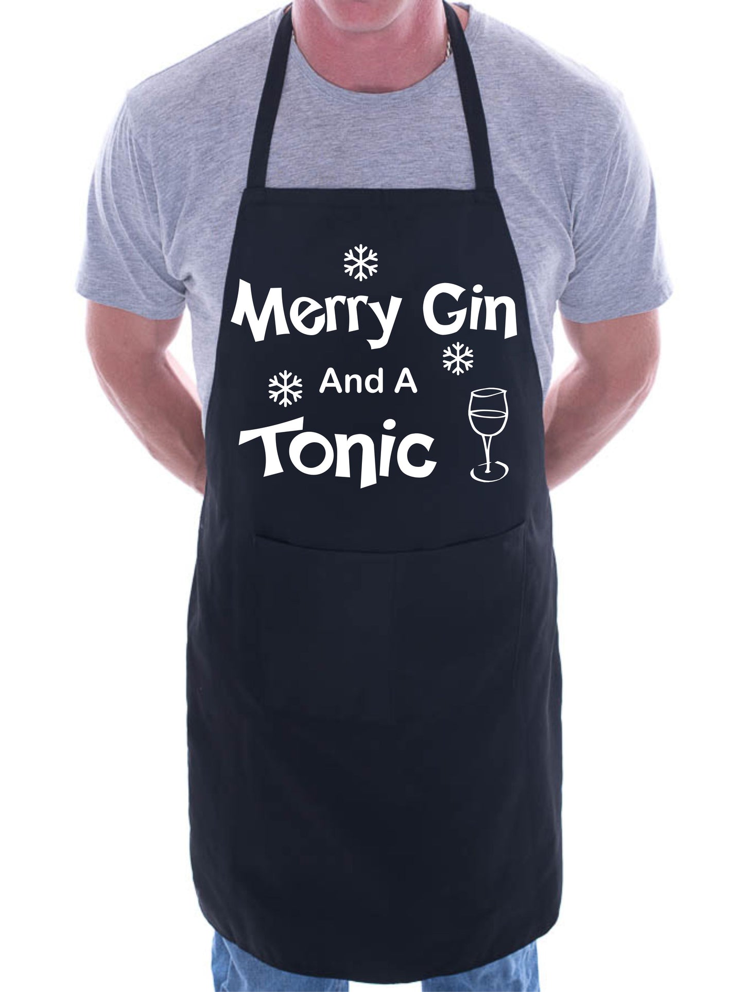 Merry Gin & Tonic Chef Cook Funny Christmas Gift BBQ Novelty Cooking Apron