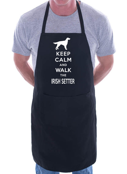 Keep Calm & Walk Irish Setter Funny Dog Lover Gift Novelty Cooking BBQ Apron