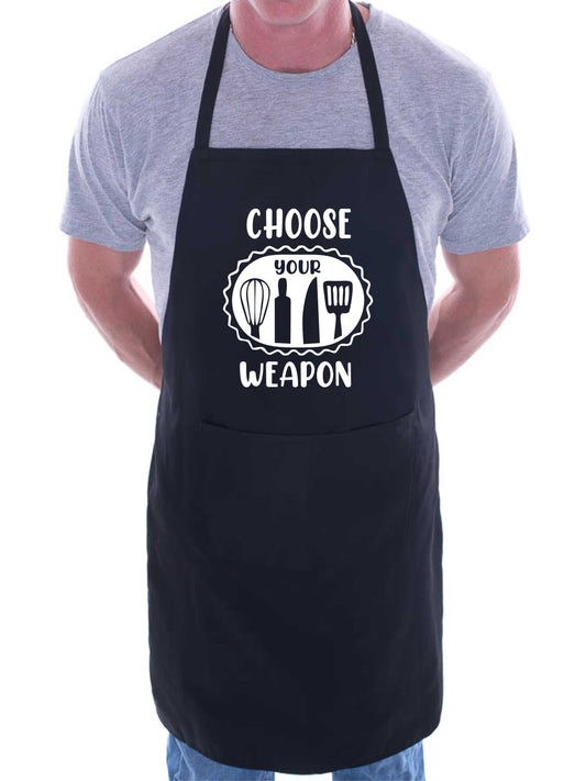 Choose Your Weapon Apron Funny Birthday Gift Cooking Baking BBQ