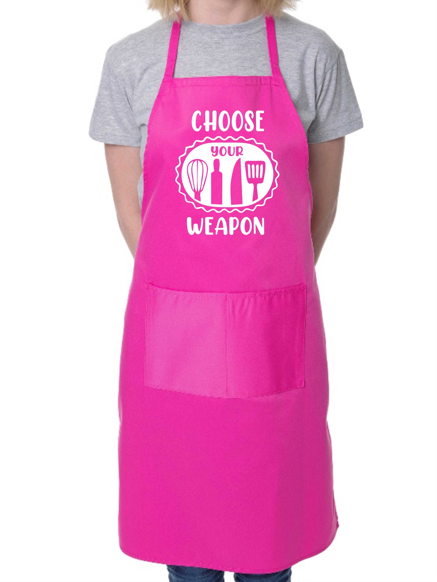 Choose Your Weapon Apron Funny Birthday Gift Cooking Baking BBQ