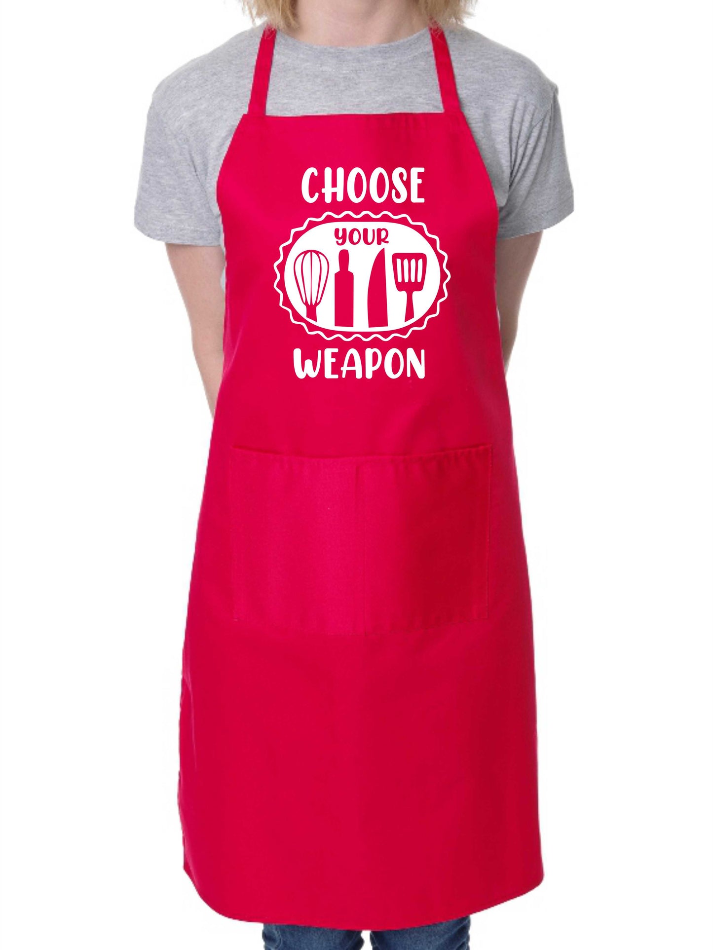 Choose Your Weapon Apron Funny Birthday Gift Cooking Baking BBQ