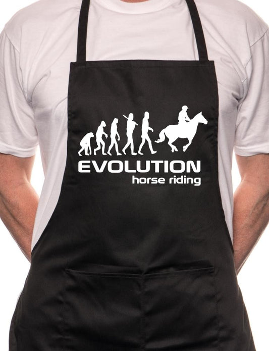 Adult Evolution Of Horse Riding Pony BBQ Cooking Funny Novelty Apron