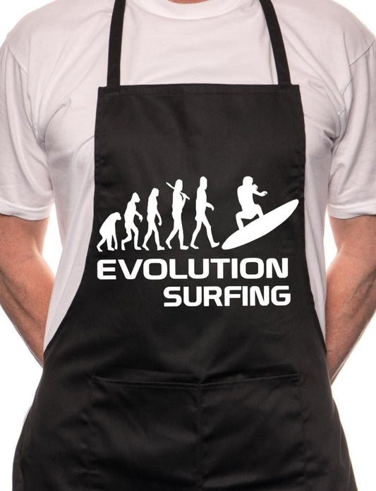 Adult Surfing Evolution Of Watersports BBQ Cooking Funny Novelty Apron