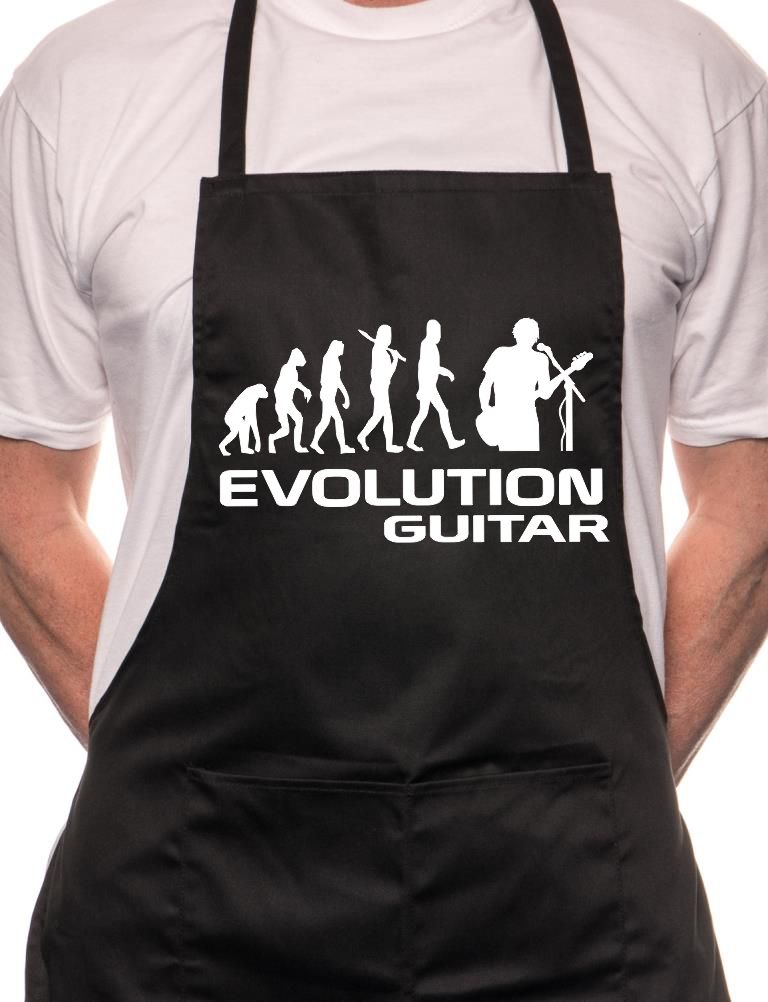 Adult Evolution Of Guitarist Guitar BBQ Cooking Funny Novelty Apron