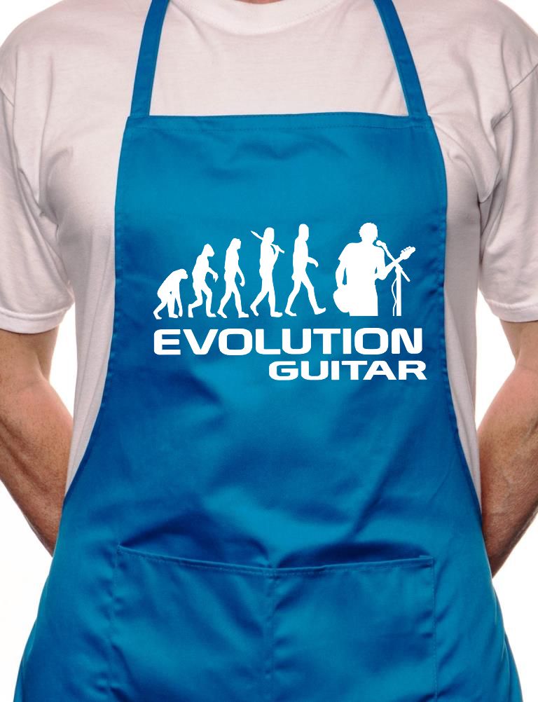 Adult Evolution Of Guitarist Guitar BBQ Cooking Funny Novelty Apron