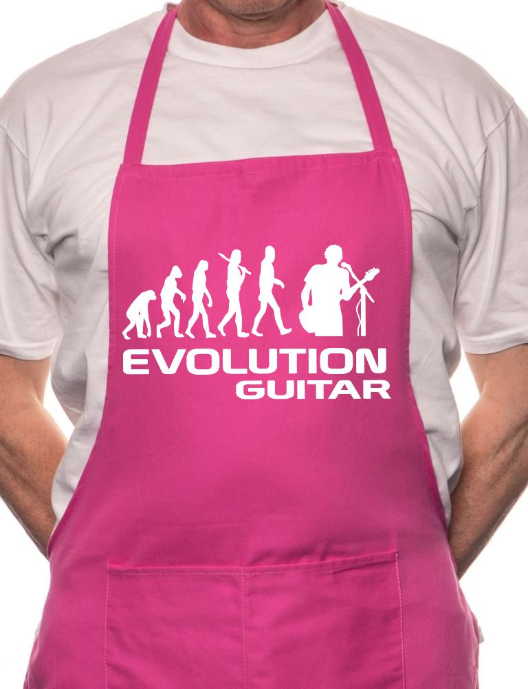 Adult Evolution Of Guitarist Guitar BBQ Cooking Funny Novelty Apron