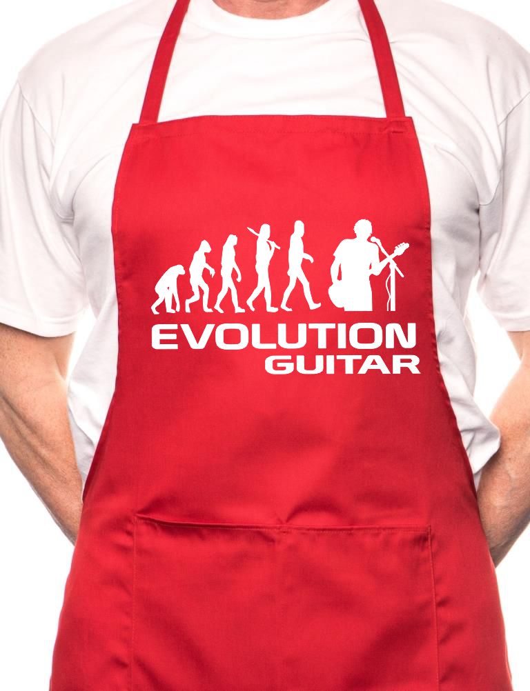 Adult Evolution Of Guitarist Guitar BBQ Cooking Funny Novelty Apron