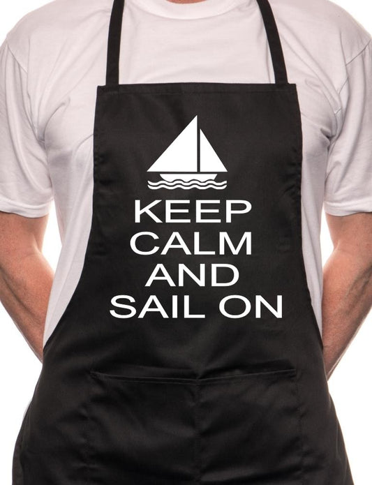 Adult Keep Calm And Sail Sailing BBQ Cooking Funny Novelty Apron