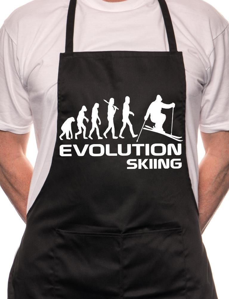 Evolution Of Skiing Skier BBQ Funny Apron