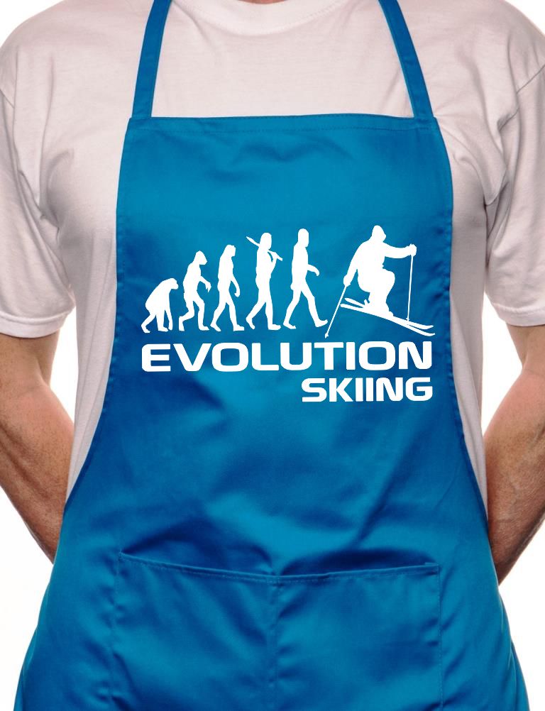 Evolution Of Skiing Skier BBQ Funny Apron