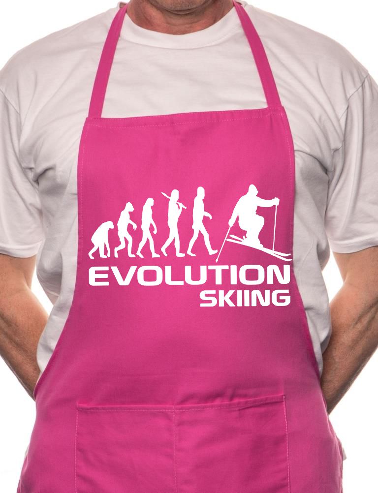 Evolution Of Skiing Skier BBQ Funny Apron