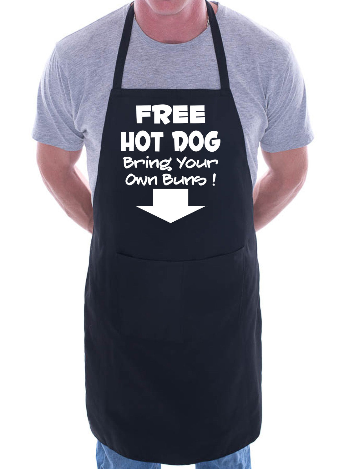 Free Hot Dog Funny Gift BBQ Apron Birthday Present Father's Day