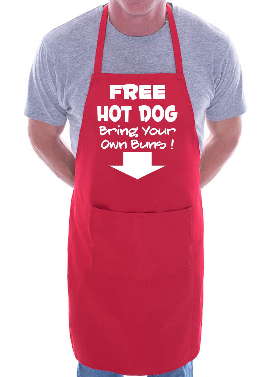 Free Hot Dog Funny Gift BBQ Apron Birthday Present Father's Day