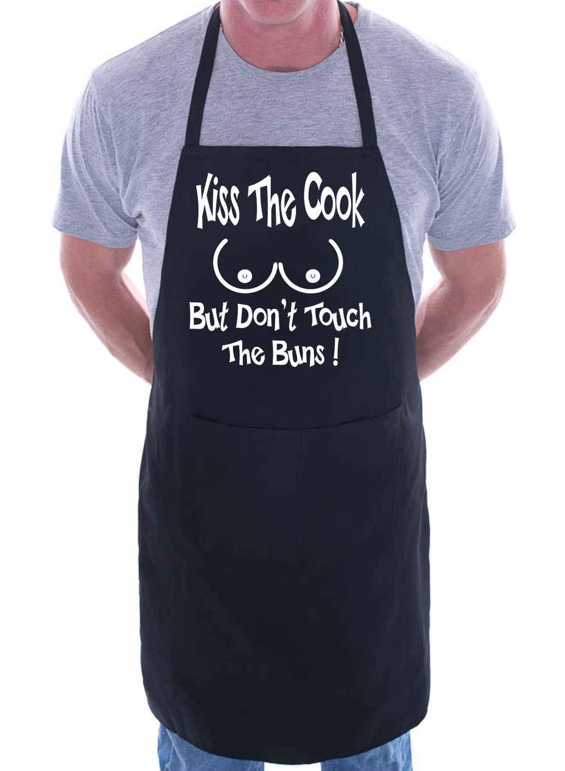 Kiss The Cook Fathers Day Birthday Slogan Funny Gift BBQ Apron