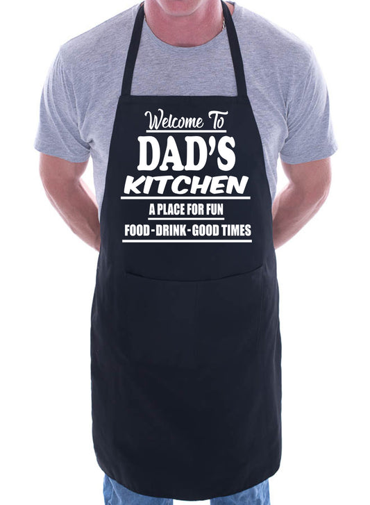 Welcome To Dad's Kitchen Apron Gift Funny Novelty Gag Gift Cooking BBQ Apron