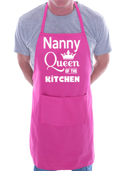 Nanny Queen Of The Kitchen Funny Chef Birthday Gift Novelty Cooking BBQ Apron