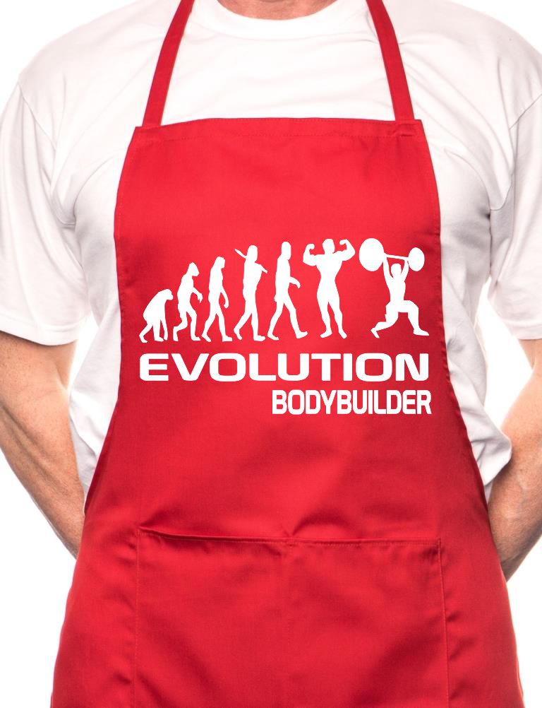 Adult Evolution Of Body Building BBQ Cooking Funny Novelty Apron