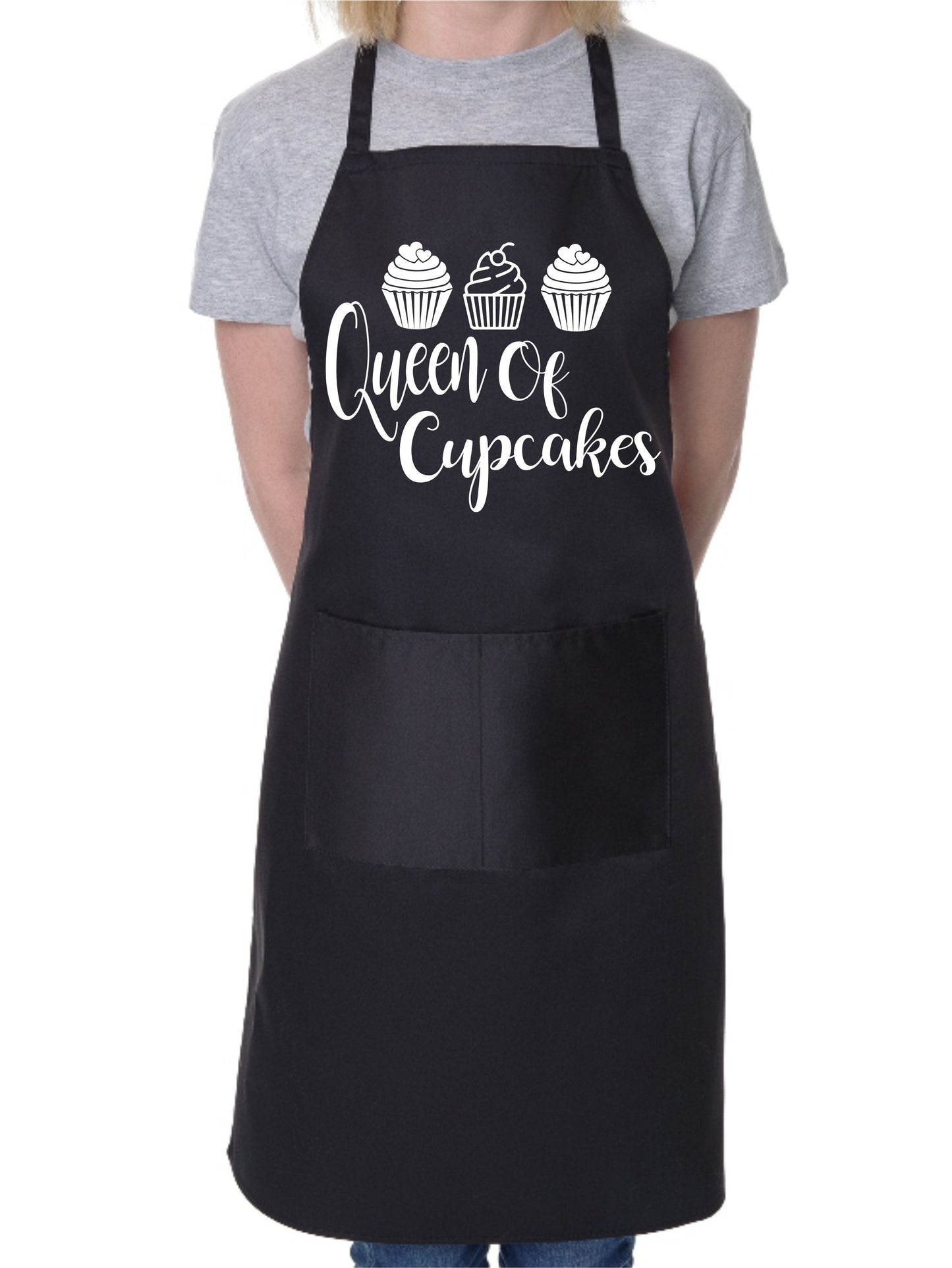 Queen Of Cupcakes Funny Ladies Apron with 2 Pockets Baking Cooking