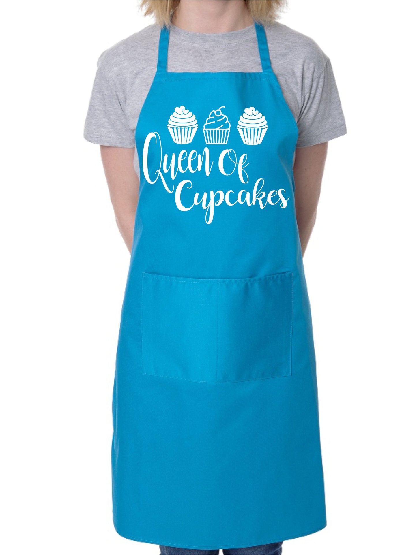 Queen Of Cupcakes Funny Ladies Apron with 2 Pockets Baking Cooking