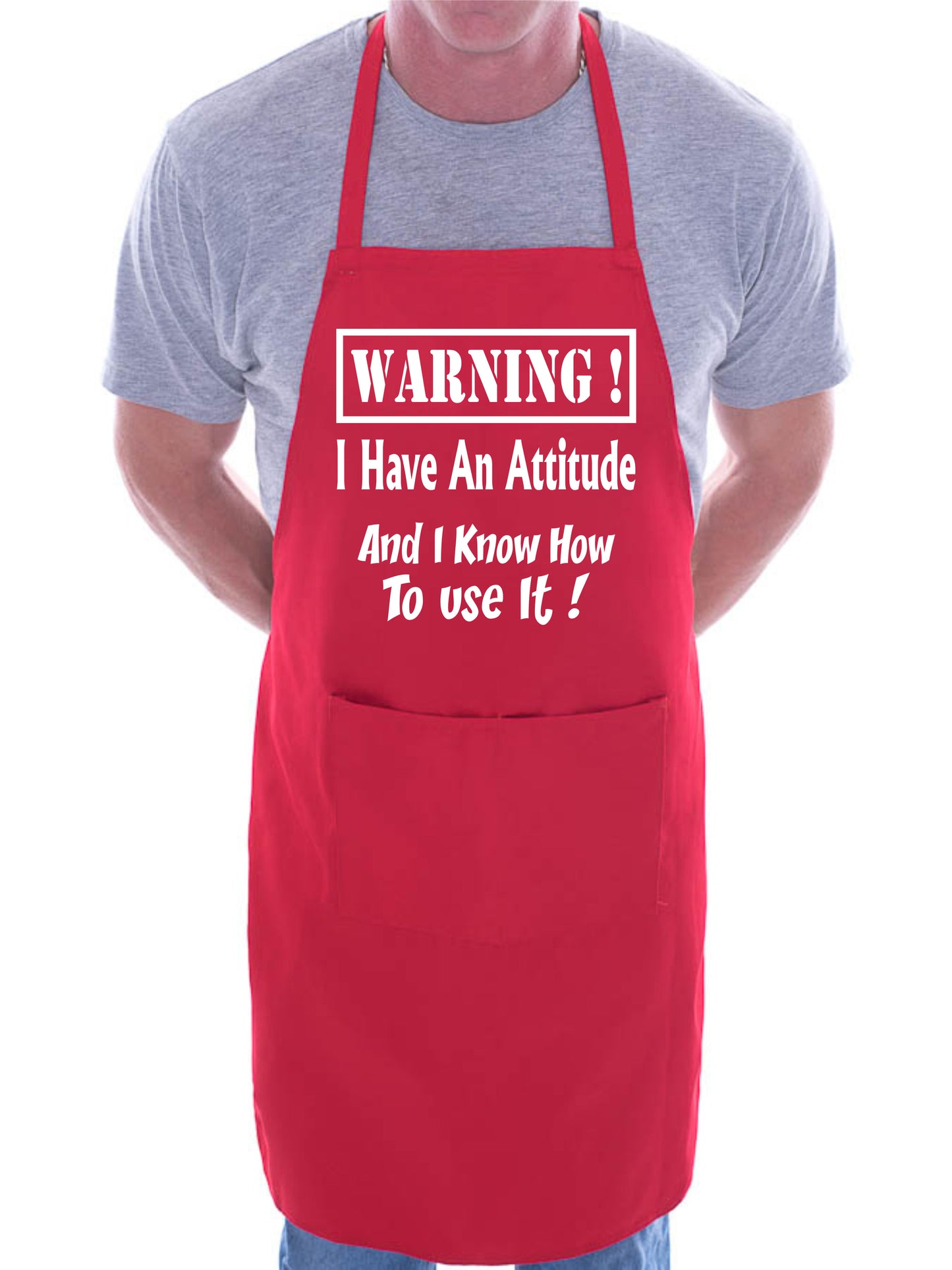 Warning I Have Attitude Funny Apron Baking BBQ