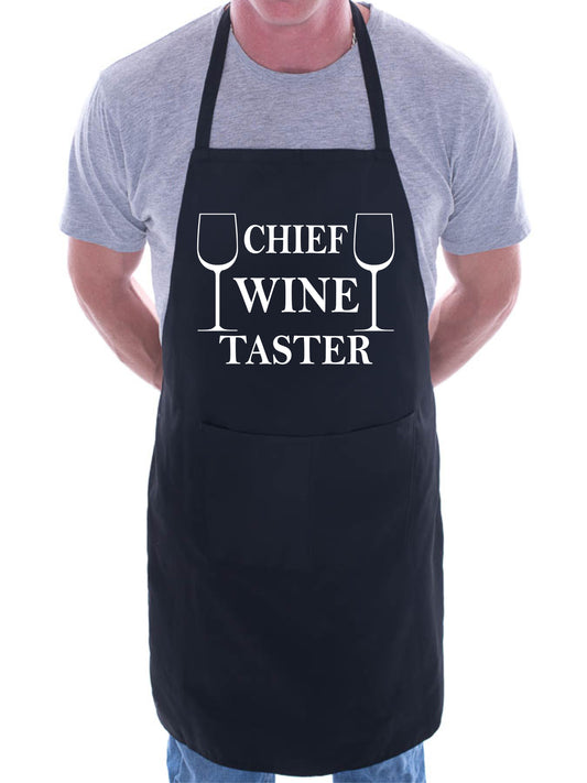 Chief Wine Taster Apron Novelty Slogan BBQ Baking Cooking