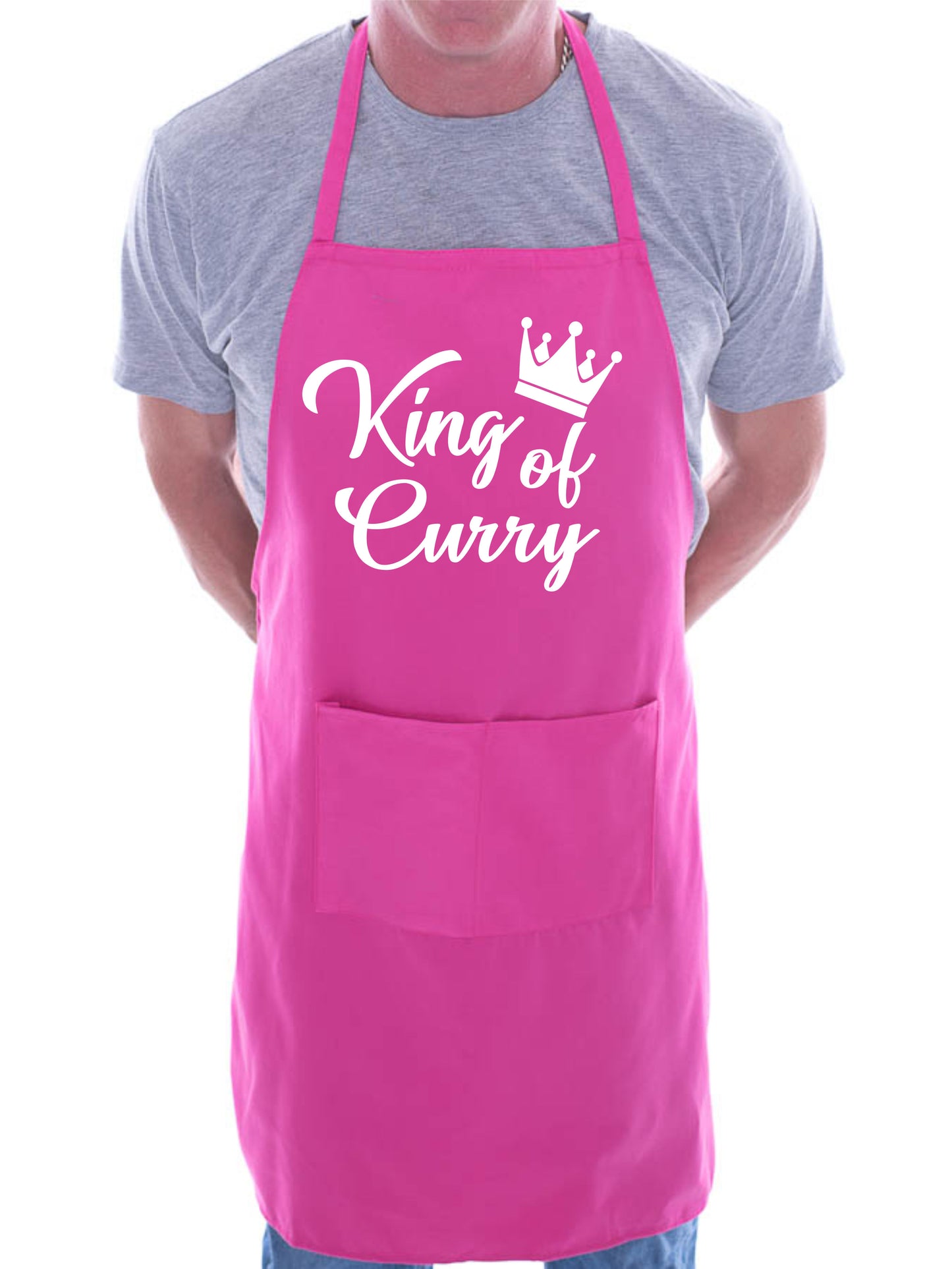 King Of Curry Men's Funny Slogan BBQ Apron