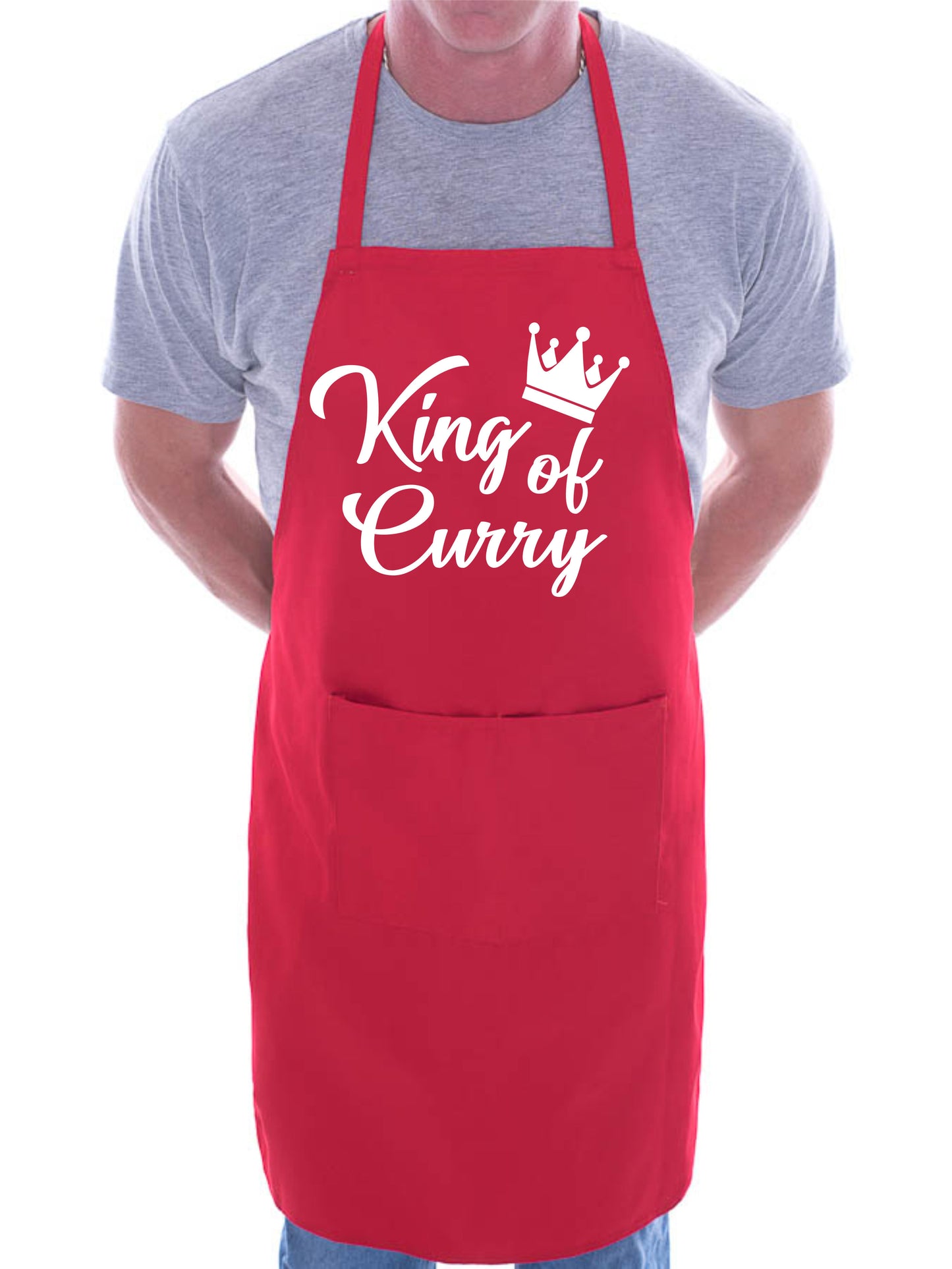 King Of Curry Men's Funny Slogan BBQ Apron