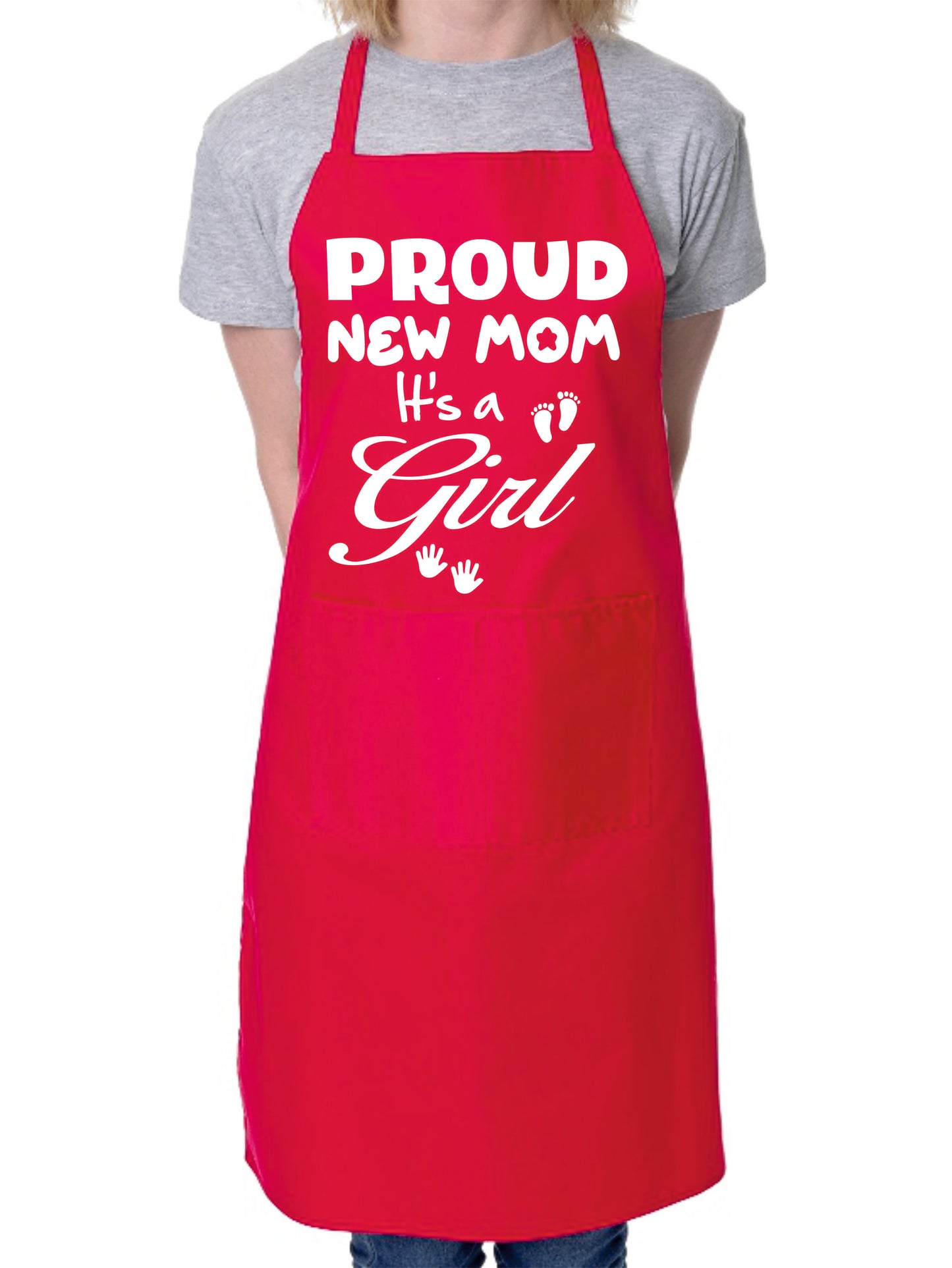 Proud New Mom It’s a Girl New Baby Apron Baking BBQ