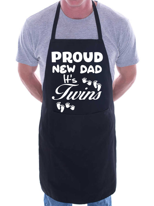 Proud New Dad It’s Twins New Baby Apron Novelty Baking BBQ Cooking