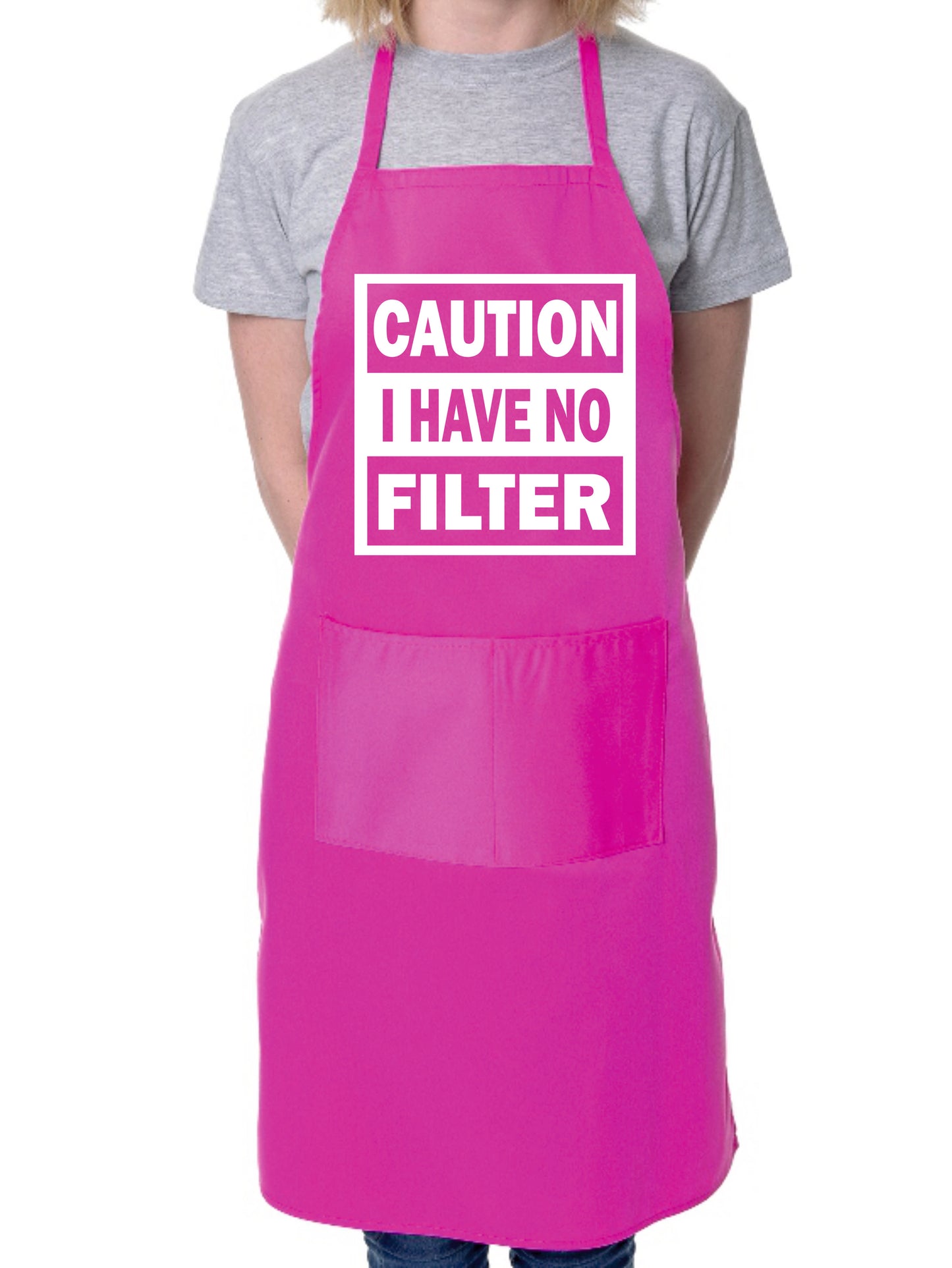 Caution I Have No Filter Slogan Funny BBQ Apron Novelty Baking Cooking