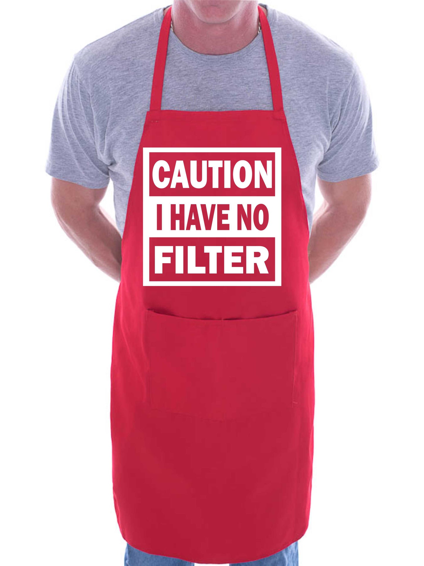 Caution I Have No Filter Slogan Funny BBQ Apron Novelty Baking Cooking