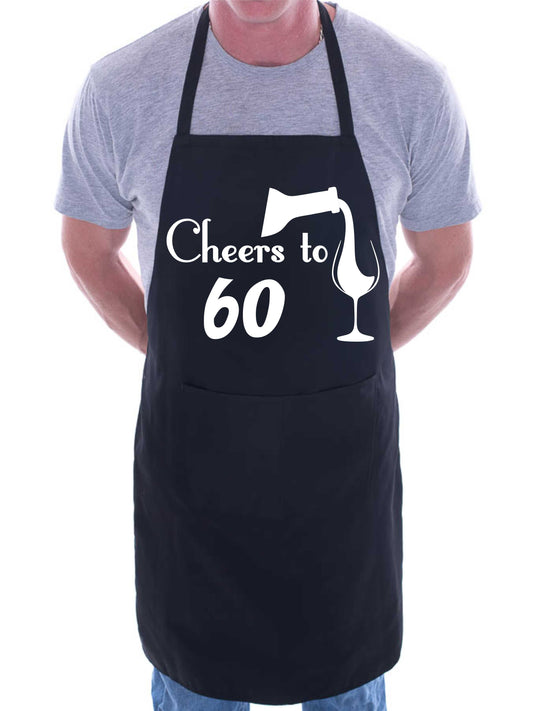 60th Birthday Apron Cheers to 60 Apron Novelty Baking BBQ Cooking Gift