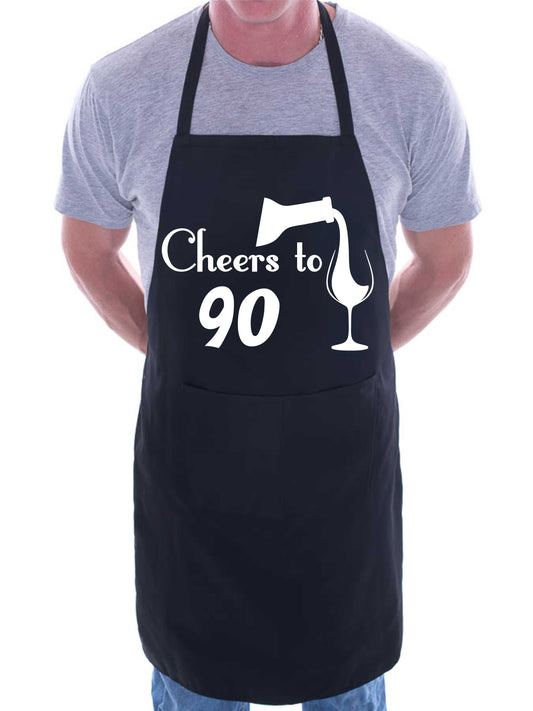 90th Birthday Apron Cheers to 90 Apron Novelty Baking BBQ Cooking Gift